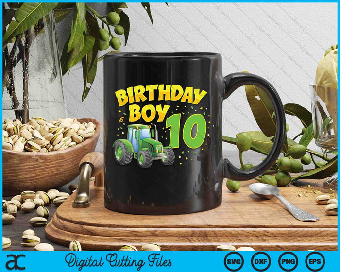 Kids 10th Birthday Boy 10 Year Old Farm Truck Tractor Party SVG PNG Digital Cutting File