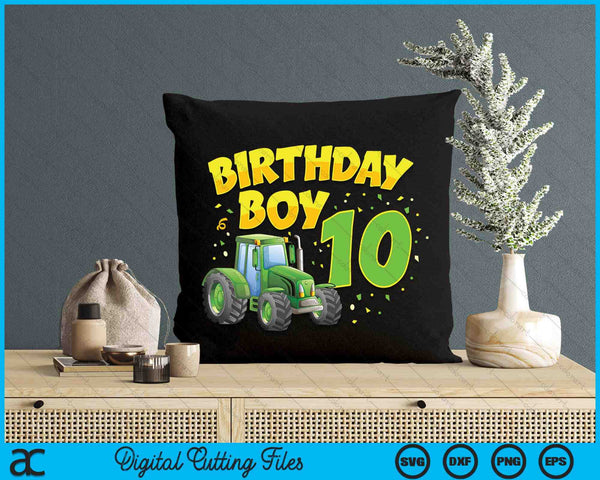 Kids 10th Birthday Boy 10 Year Old Farm Truck Tractor Party SVG PNG Digital Cutting File