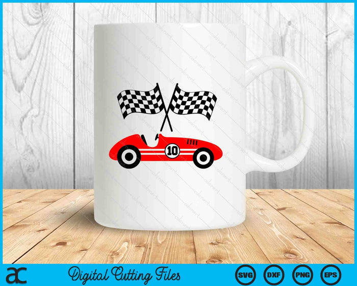 Kids 10th Birthday Race Car 10 Year Old Car Racing SVG PNG Digital Printable Files