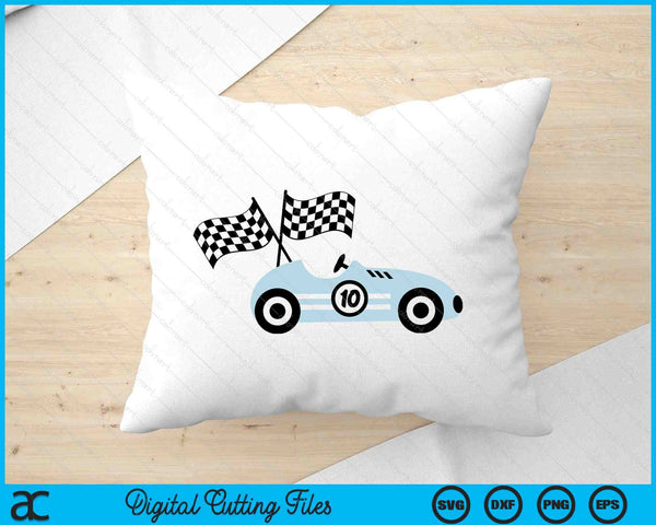 Kids 10th Birthday Race Car 10 Year Old Car Racing SVG PNG Digital Printable Files