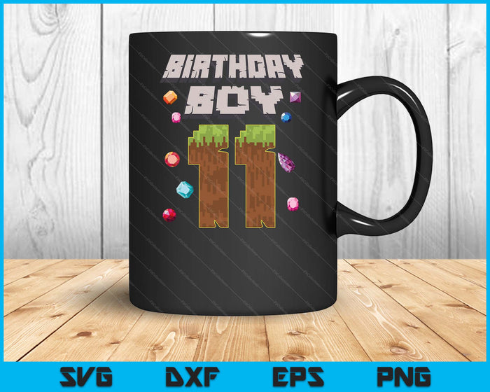 Kids 11th Birthday Boy 11 Video Gamer Pixel Number SVG PNG Digital Cutting File