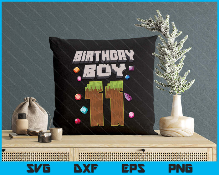 Kids 11th Birthday Boy 11 Video Gamer Pixel Number SVG PNG Digital Cutting File