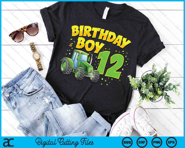 Kids 12th Birthday Boy 12 Year Old Farm Truck Tractor Party SVG PNG Digital Cutting File