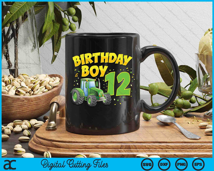 Kids 12th Birthday Boy 12 Year Old Farm Truck Tractor Party SVG PNG Digital Cutting File