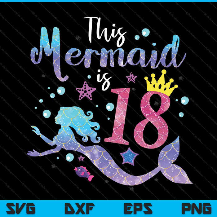 18-jarige cadeau deze zeemeermin is 18e verjaardag meisje SVG PNG digitale snijbestanden