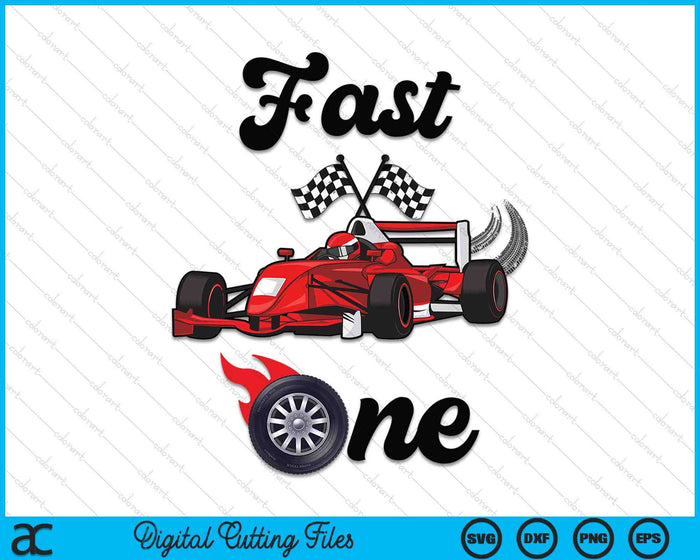 Kids 1 Year Old Race Car Fast One Birthday SVG PNG Digital Printable Files