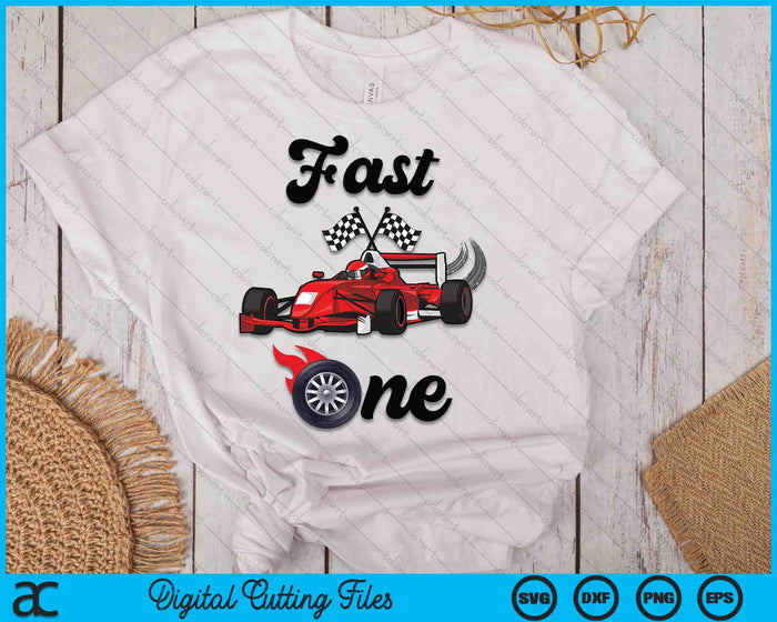 Kids 1 Year Old Race Car Fast One Birthday SVG PNG Digital Printable Files