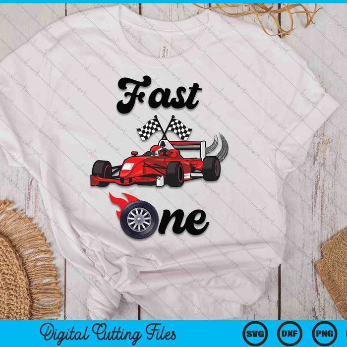 Kids 1 Year Old Race Car Fast One Birthday SVG PNG Digital Printable Files