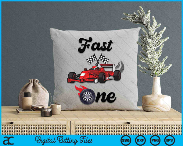 Kids 1 Year Old Race Car Fast One Birthday SVG PNG Digital Printable Files