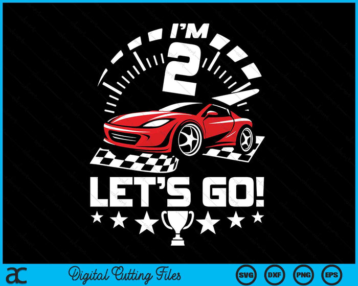 Kids 2 Year Old Race Car 2nd Birthday Racing Racecar SVG PNG Digital Printable Files