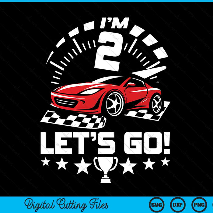 Kids 2 year old race car 2nd birthday racing racecar SVG cut file