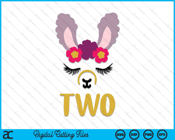 Kids 2 Years Old Two Funny Llama SVG PNG Digital Cutting Files