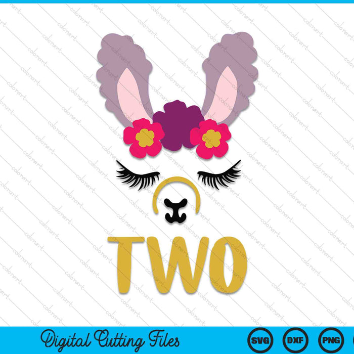 Kids 2 Years Old Two Funny Llama SVG PNG Digital Cutting Files