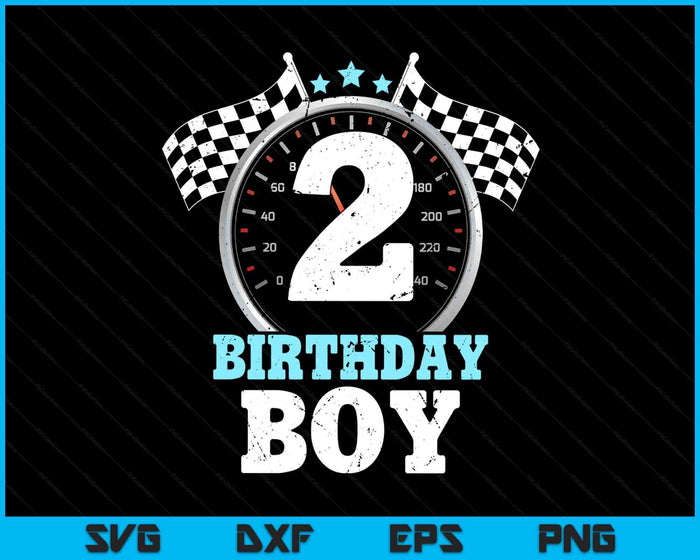 Kids 2nd Birthday Boy 2 Second Race Car Birthday Racing Car Flag SVG PNG Digital Printable Files