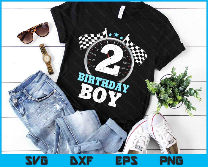 Kids 2nd Birthday Boy 2 Second Race Car Birthday Racing Car Flag SVG PNG Digital Printable Files