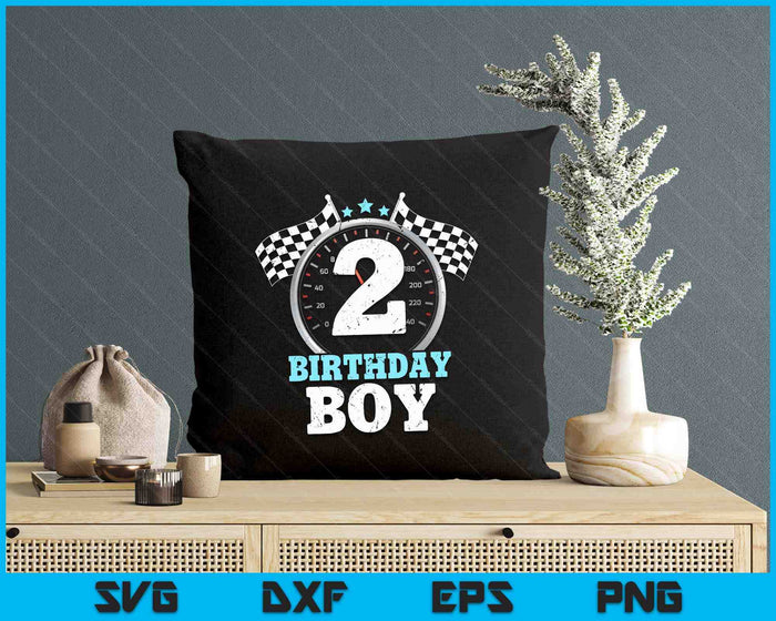 Kids 2nd Birthday Boy 2 Second Race Car Birthday Racing Car Flag SVG PNG Digital Printable Files