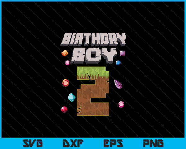 Kids 2nd Birthday Boy 2 Video Gamer Pixel Number SVG PNG Digital Cutting Files