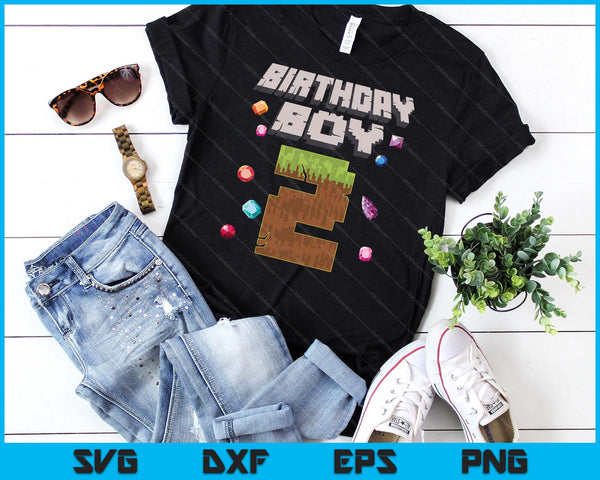 Kids 2nd Birthday Boy 2 Video Gamer Pixel Number SVG PNG Digital Cutting Files