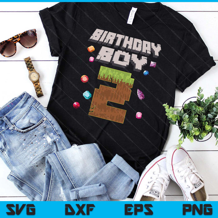 Kids 2nd Birthday Boy 2 Video Gamer Pixel Number SVG PNG Digital Cutting Files