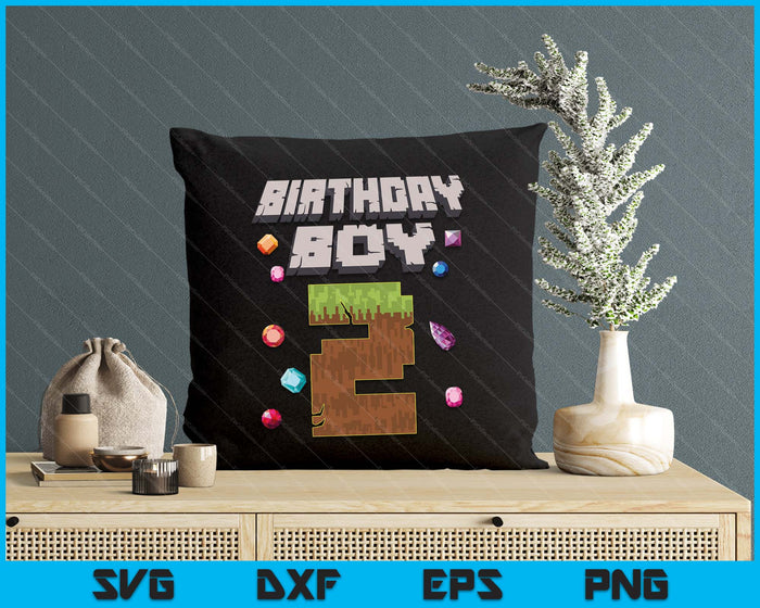 Kids 2nd Birthday Boy 2 Video Gamer Pixel Number SVG PNG Digital Cutting Files