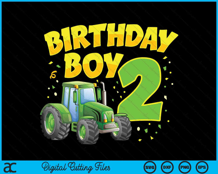 Kids 2nd Birthday Boy 2 Year Old Farm Truck Tractor Party SVG PNG Digital Cutting File