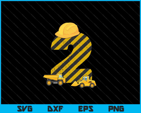Kids 2nd Birthday Digger Builder Excavator SVG PNG Cutting Printable Files
