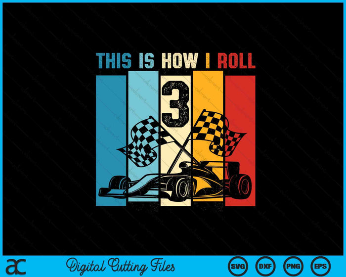 Kids 3 Year Old Birthday Boy Race Car 3rd Birthday Boy Racing SVG PNG Digital Printable Files