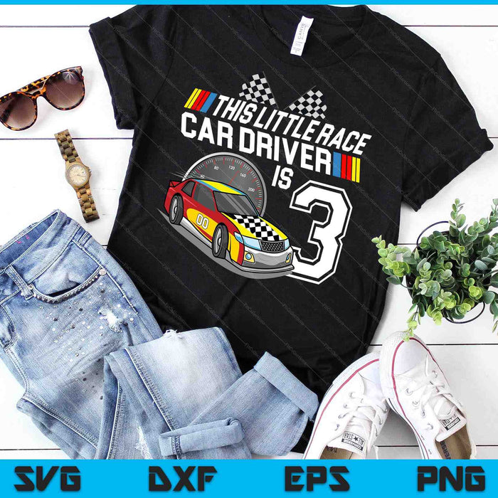 Kids 3 Year Old Race Car Birthday 3rd Stock Car Racing Party SVG PNG Digital Cutting Files