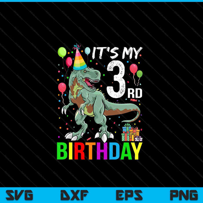 Kids 3 Year Old 3rd Birthday Boy T Rex Dinosaur SVG PNG Digital Cutting Files