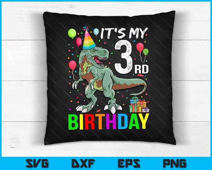 Kids 3 Year Old 3rd Birthday Boy T Rex Dinosaur SVG PNG Digital Cutting Files