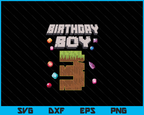 Kids 3rd Birthday Boy 3 Video Gamer Pixel Number SVG PNG Digital Cutting File