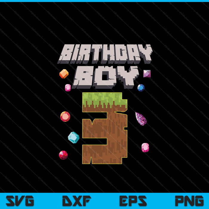 Kids 3rd Birthday Boy 3 Video Gamer Pixel Number SVG PNG Digital Cutting File