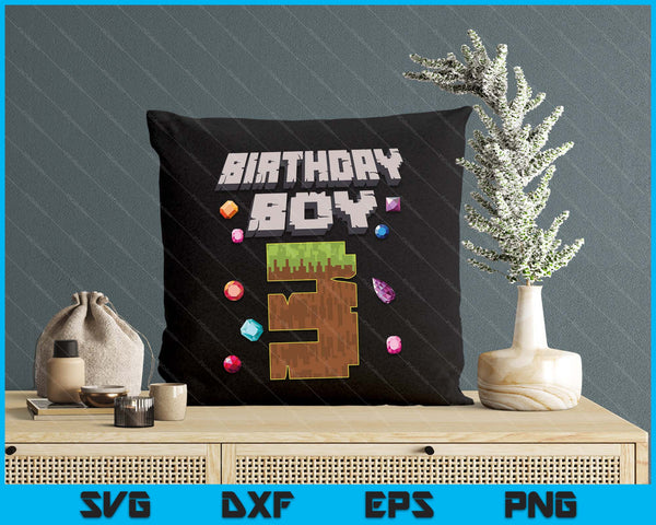 Kids 3rd Birthday Boy 3 Video Gamer Pixel Number SVG PNG Digital Cutting File