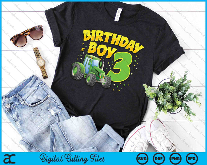 Kids 3rd Birthday Boy 3 Year Old Farm Truck Tractor Party SVG PNG Digital Cutting File