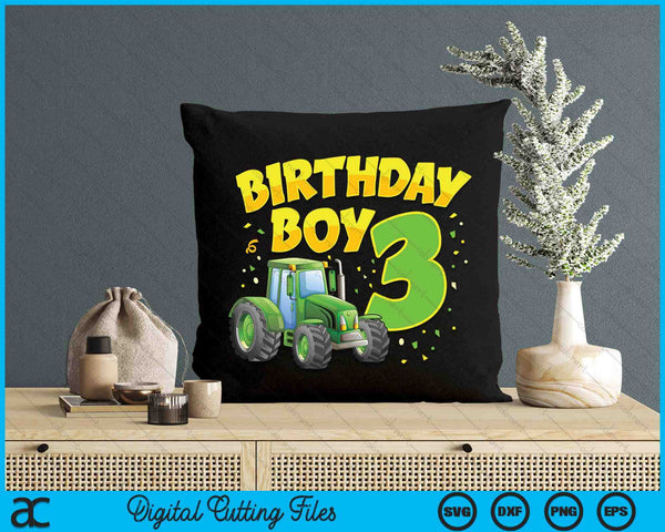 Kids 3rd Birthday Boy 3 Year Old Farm Truck Tractor Party SVG PNG Digital Cutting File