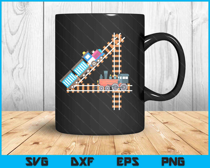 Kids 4th Birthday Train Boys Girls Fun 4 Year Old Train SVG PNG Digital Printable Files