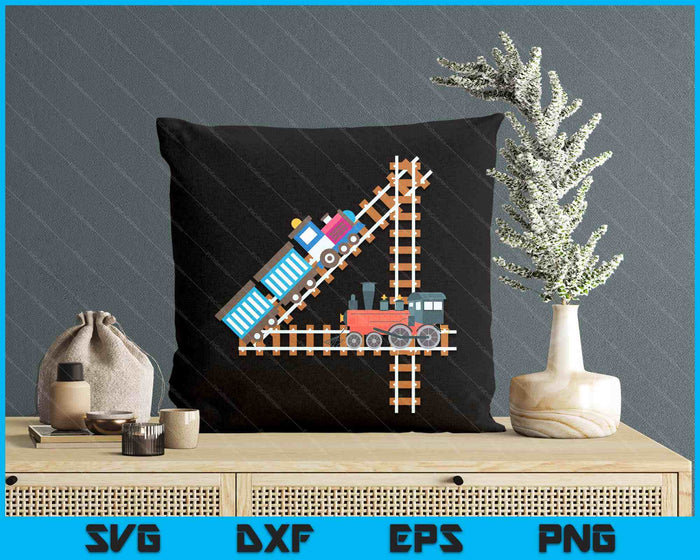 Kids 4th Birthday Train Boys Girls Fun 4 Year Old Train SVG PNG Digital Printable Files
