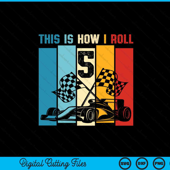 Kids 5 year old birthday boy race car 5th racing SVG cut file