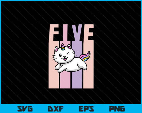Kids 5 Year Old Cute Caticorn Cat Unicorn Birthday Girl SVG PNG Digital Printable Files