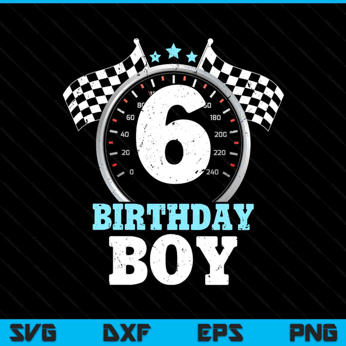 Kids 6th birthday boy 6 sixth race car racing car flag SVG cut file