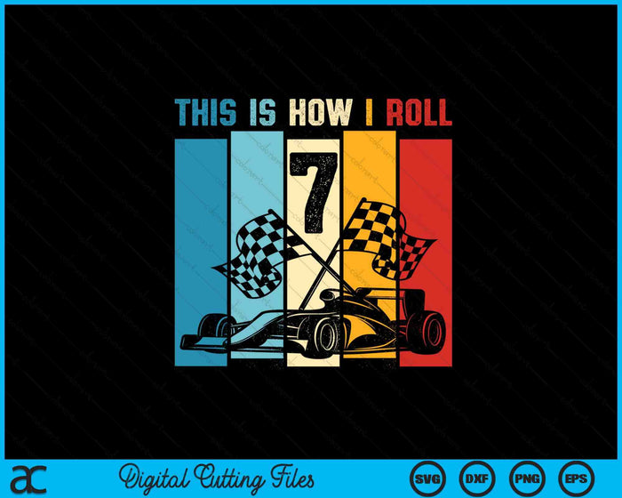 Kids 7 Year Old Birthday Boy Race Car 7th Birthday Boy Racing SVG PNG Digital Printable Files