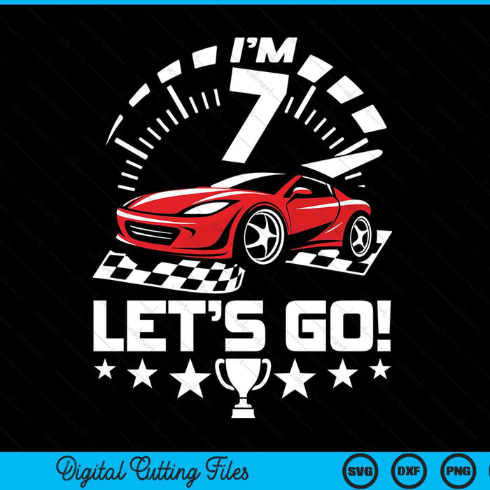 Kids 7 year old race car 7th birthday racing racecar SVG cut file