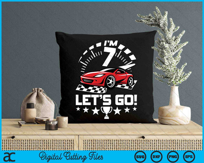 Kids 7 Year Old Race Car 7th Birthday Racing Racecar SVG PNG Digital Printable Files