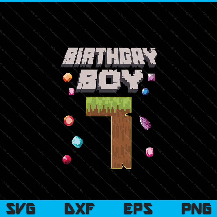 Kids 7th Birthday Boy 7 Video Gamer Pixel Number SVG PNG Digital Cutting File