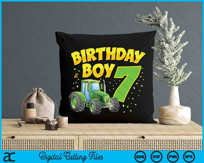 Kids 7th Birthday Boy 7 Year Old Farm Truck Tractor Party SVG PNG Digital Cutting File