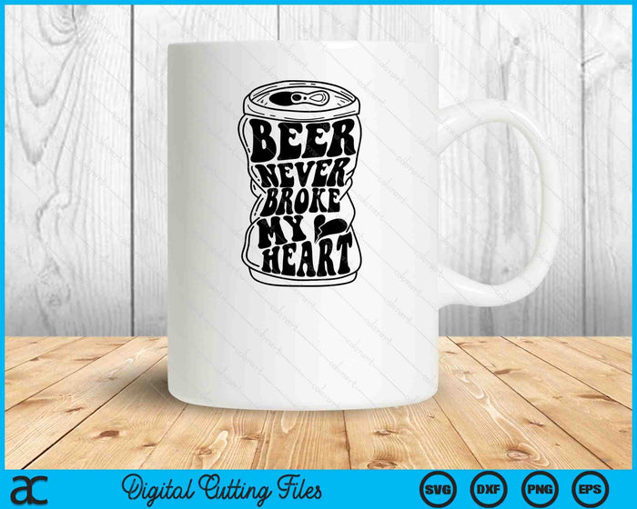 Cerveza helada de cuello largo nunca rompió mi corazón Retro SVG PNG Cortando archivos imprimibles