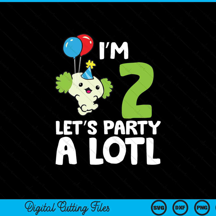 Kids axolotl 2nd birthday axolotl I'm 2 lets party SVG cut file