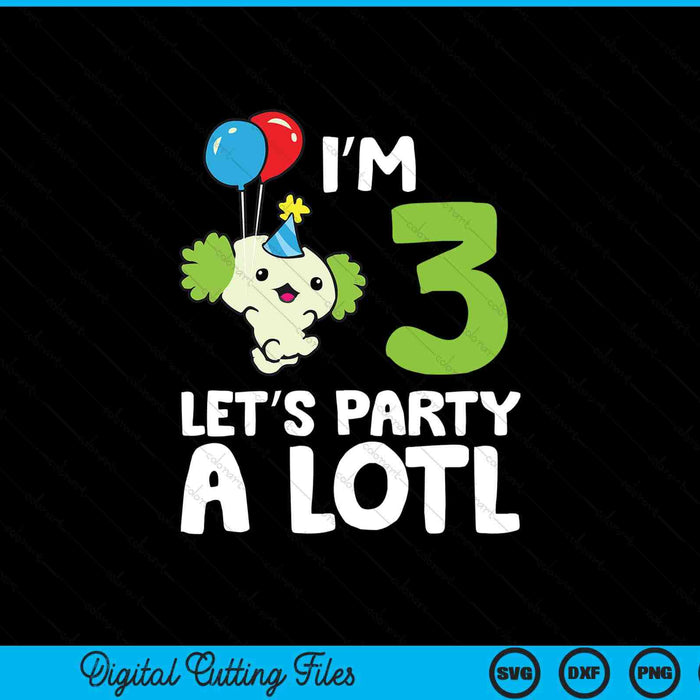Kids axolotl 3rd birthday axolotl I'm 3 lets party SVG cut file