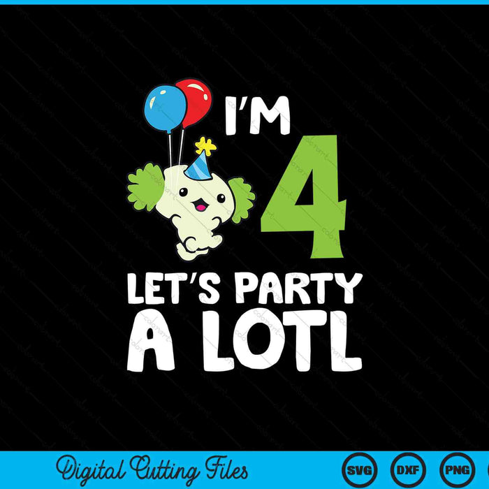 Kids axolotl 4th birthday axolotl I'm 4 lets party SVG cut file