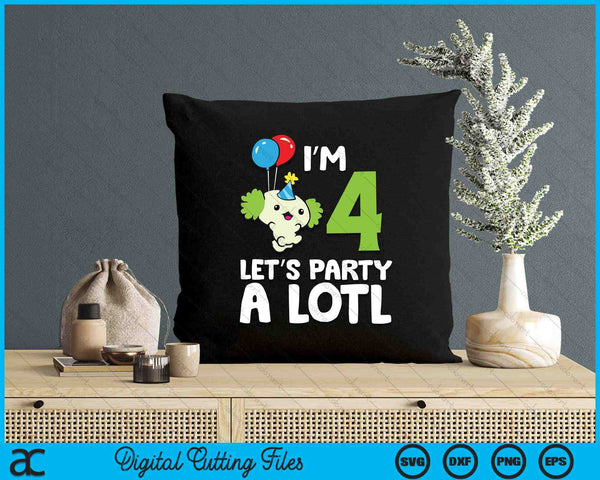 Kids Axolotl 4th Birthday Axolotl I'm 4 Lets Party SVG PNG Digital Printable Files